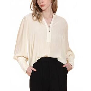 NEW JESSIE LIU silk velvet blouse in ivory